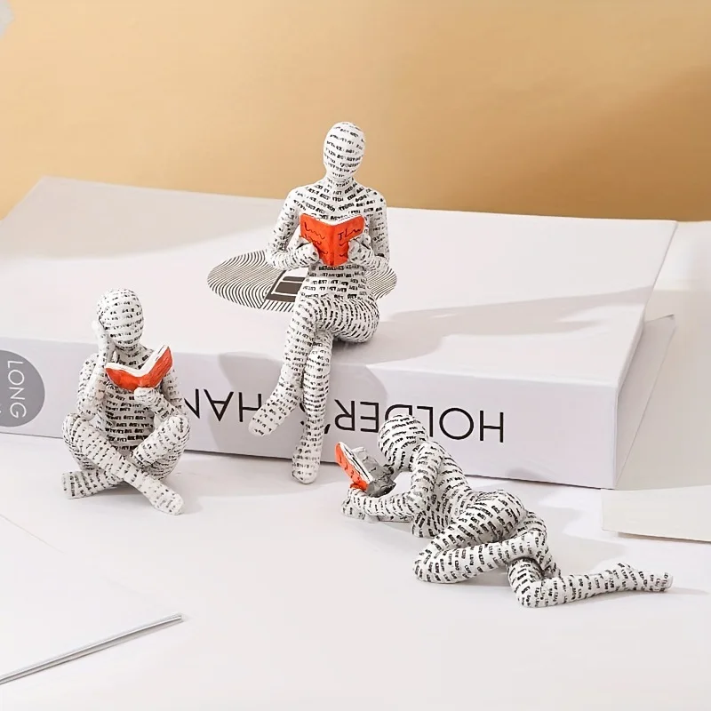 

Alphabet People Abstract Personality Reading Posture Model Ornament Resin Figure Decorate Desk Decoration Home Decor Gifts Toy
