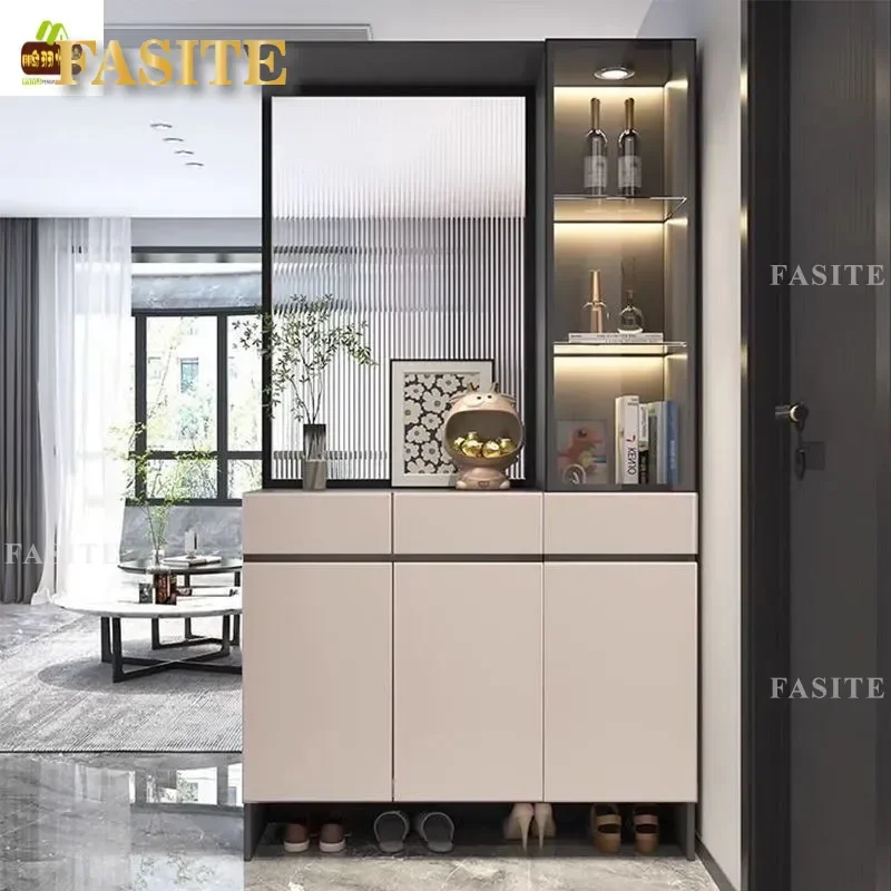 For Household Light Luxury Door Cabinet Home Shoe Cabinet Living Room Screen Partition Glass Door Wine Cabinet Modern Simple