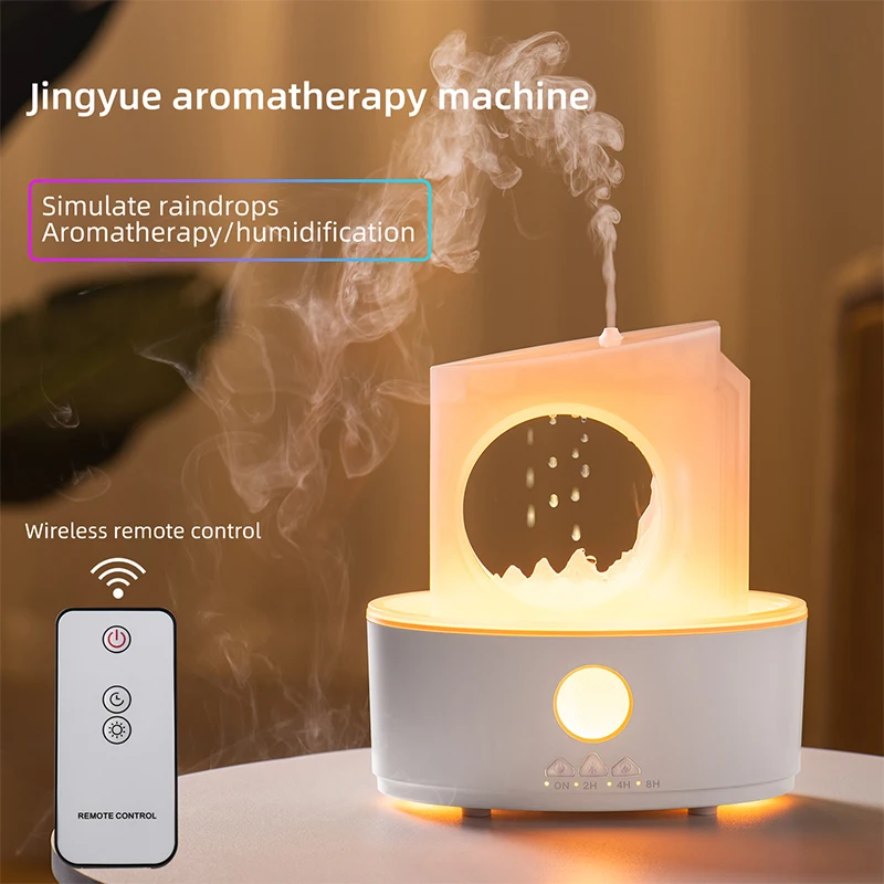 Raindrop Humidifier Windmill Rotating Aromatherapy Machine with Remote Control 7 Color Night Light Bedroom Essential Oil Diffuse