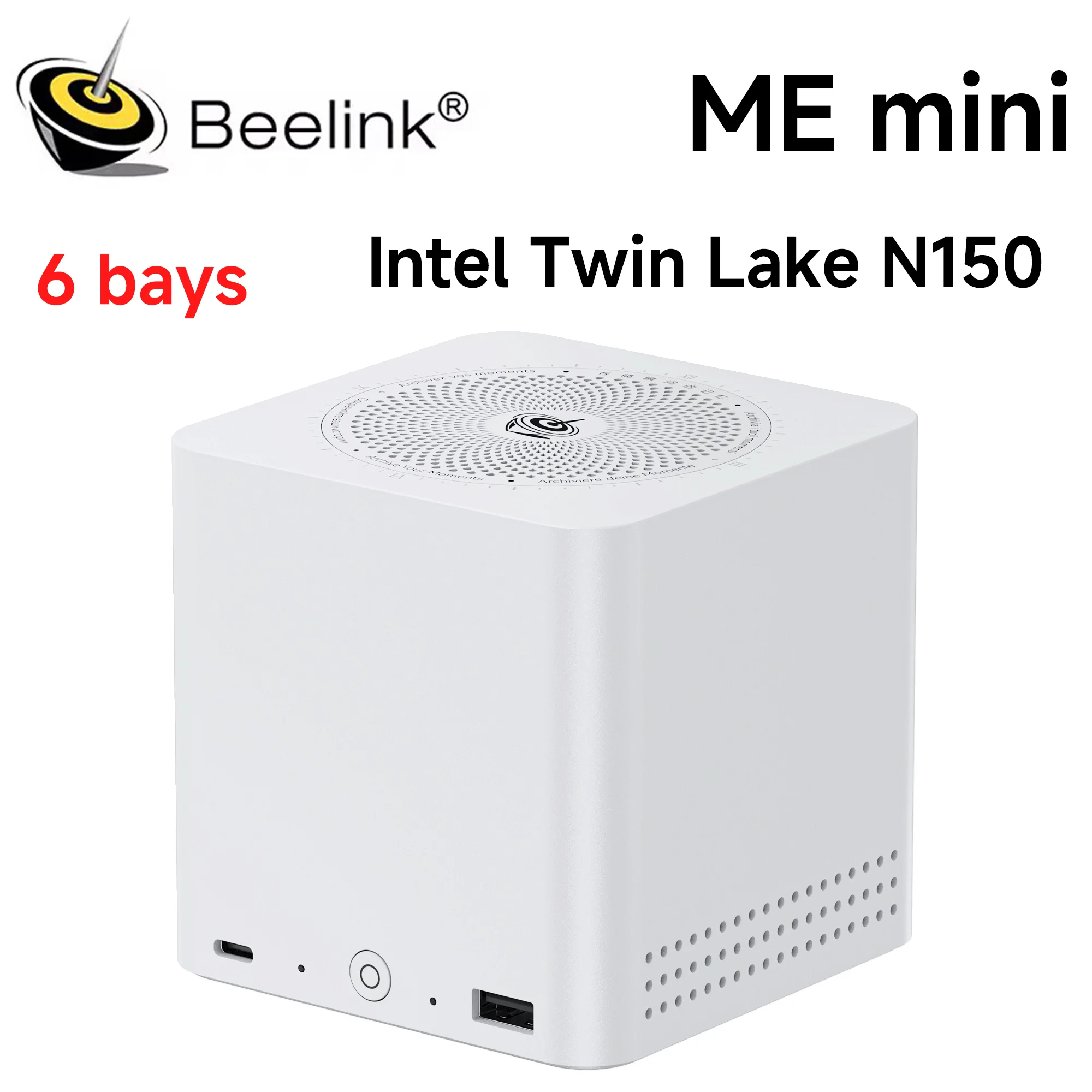 Beelink ME mini hôte NAS Intel Twin Lake N150 LPDDR5 12GB 4800MT/s 64GB eMMC s OS Multiple WiFi6 BT5.2 routeur souple de stockage à domicile