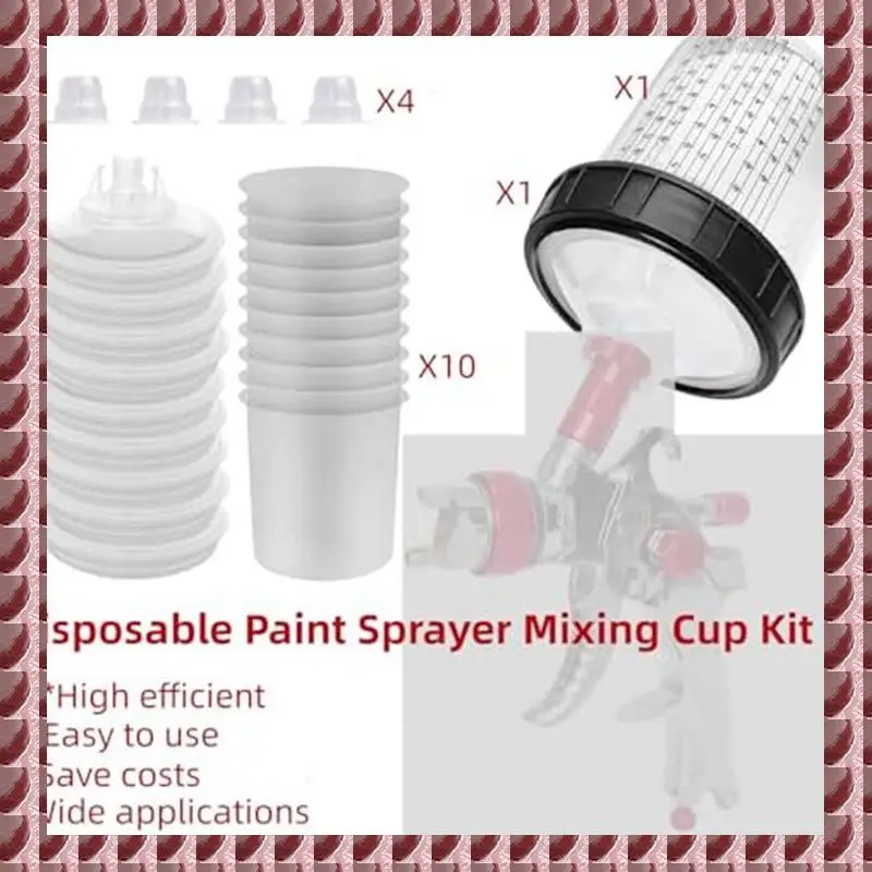 810Ml Visual Spray Tank, Hard Cup With Scale And Holder And Lid For Spray Gunfiltration System, 4 Cup Sealing Plugs
