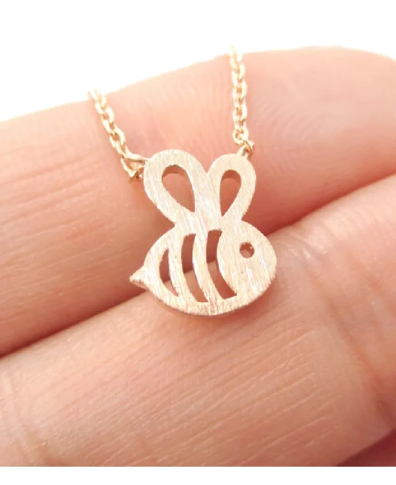 Small Bumble Bee Shaped Animal Charm Necklace