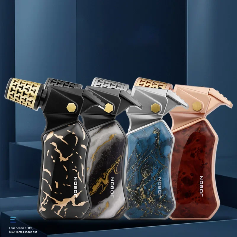 Jobon Strong Blue Flame Cigar Lighter Security Locking Design Alloy Body Multi-Functional Use Recycled Gas Lighter Smoking view 5
