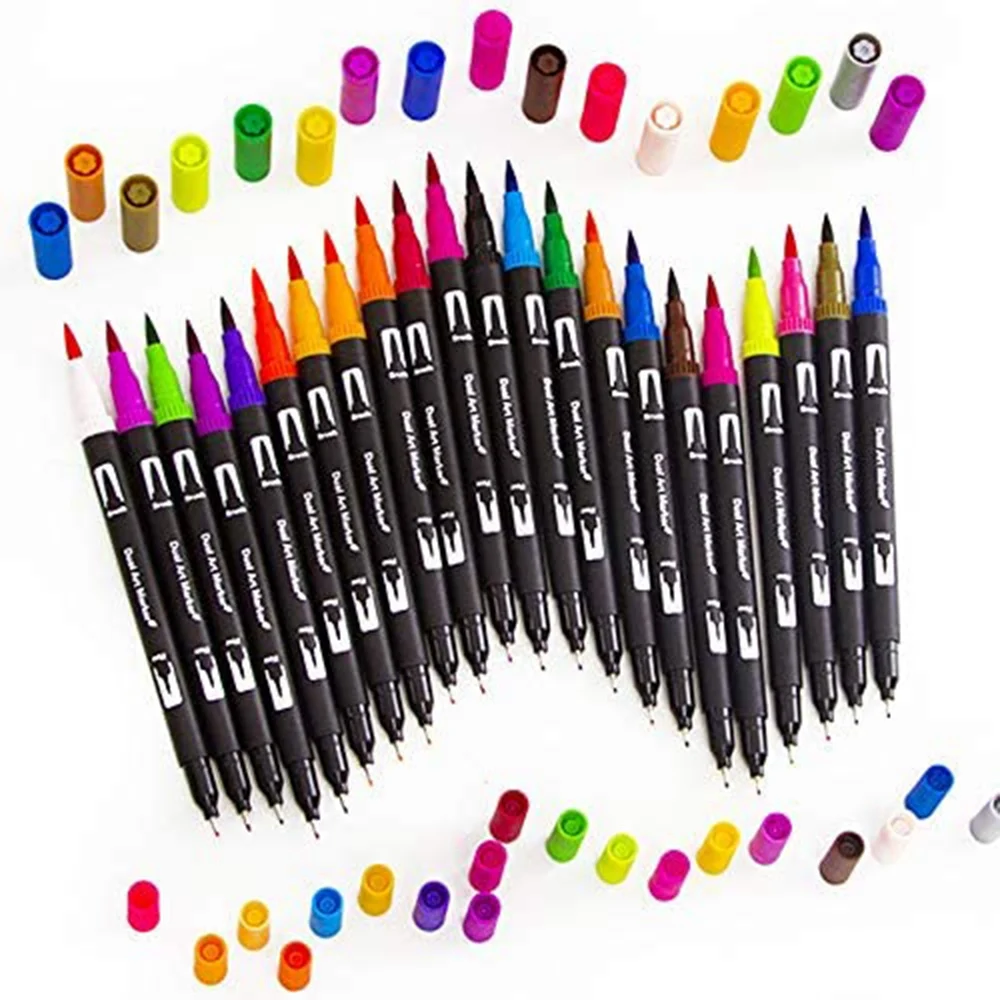 Colouring Pens 24 Colours Dual Brush Pens Felt Tip Pens Art Markers Drawing, Painting, Calligraphy, Colouring Books image 6