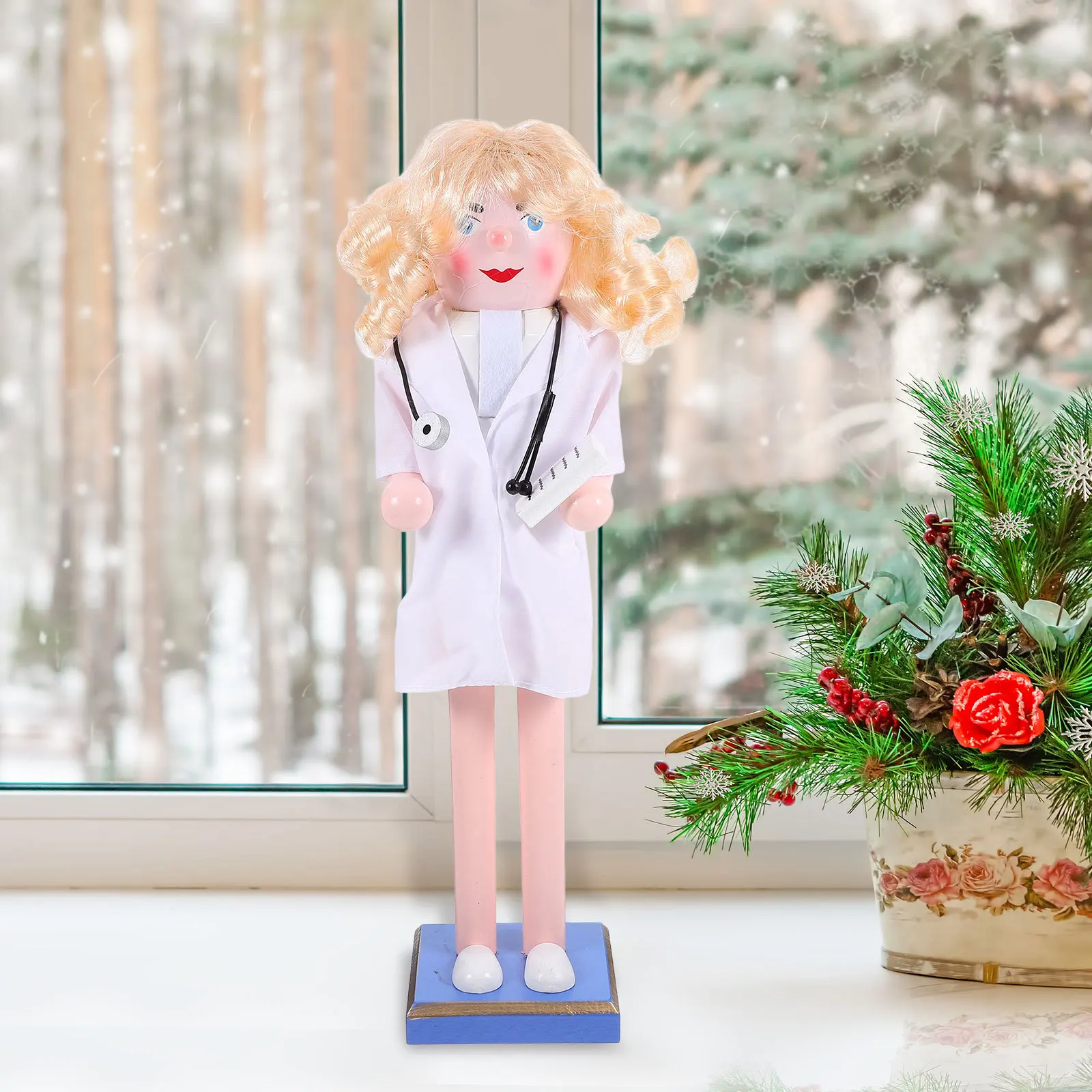 

Nurse Nutcracker Wooden Xmas Decoration Classic Christmas Nutcracker Decor for Desktop Home Beautiful Xmas Gift
