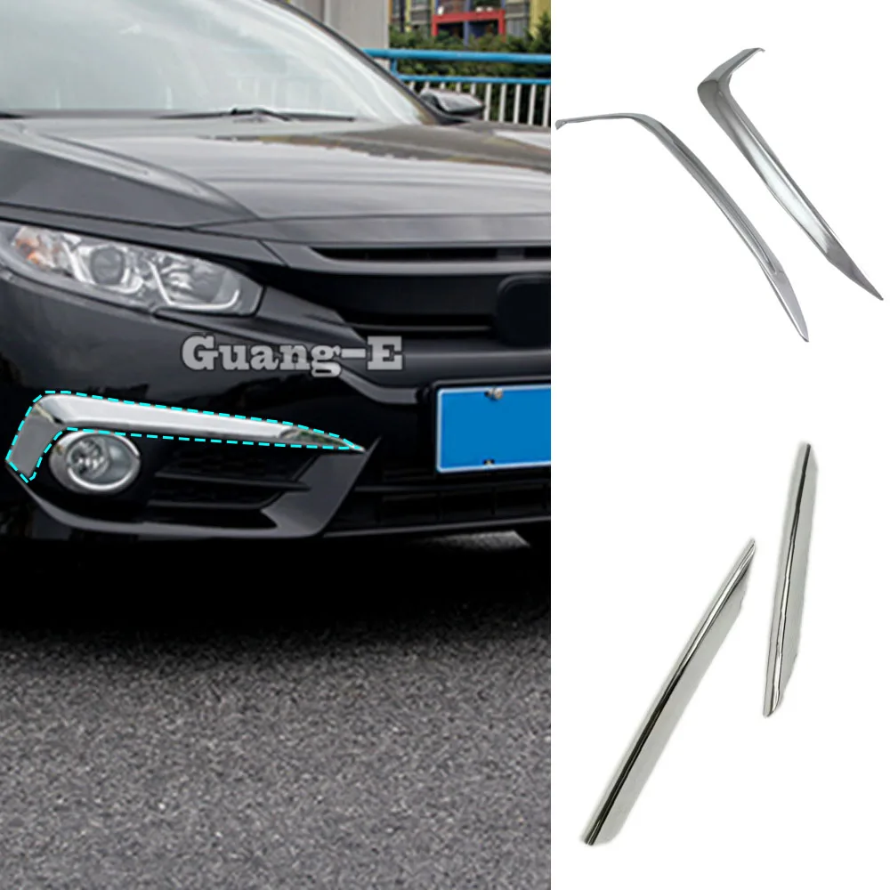 

Car Cover ABS Chrome Eyebrow Lamp Front Head Fog Light Trim Frame Stick For Honda Civic 10th Sedan 2016 2017 2018 2019 2020 2021