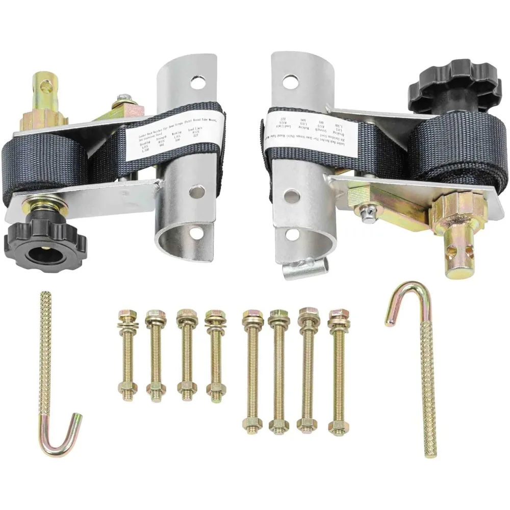 Mytee 2er-Pack 1,5 x 7 Zoll Leitergestell mit Ratschen-Spanngurte, runde Rohrhalterung, Edelstahl 304