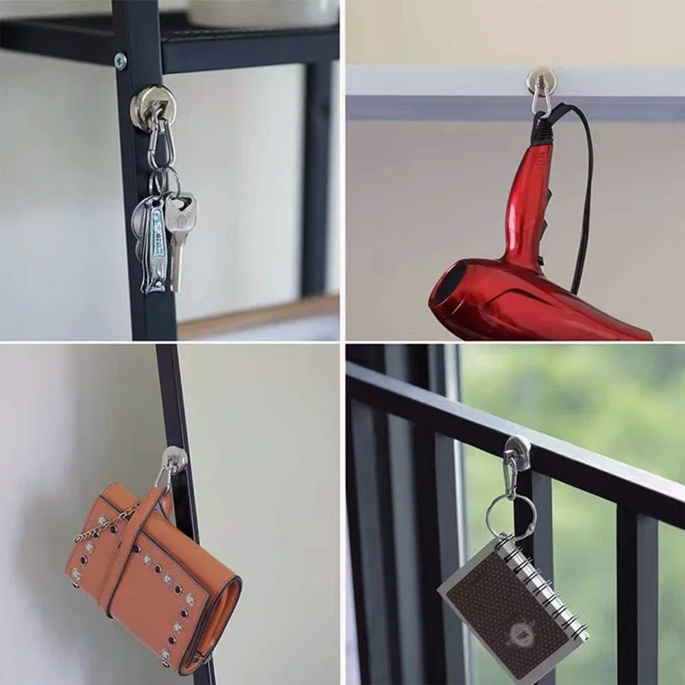 D42 Salvage magnets Heavy Duty Magnet with Swiveling Carabiner Magnet Snap Hook for Kitchen Refrigerator Hanging Anti-dislodging