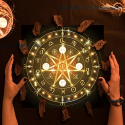 Tlower moon tarot card tablecloth altar cloth pagan pendulum witchcraft astrology oracle  mat for room home decor 85x85cm