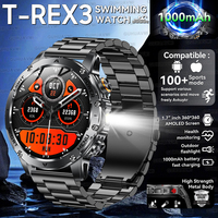 2025 Military T-Rex3 1000mAh Battery SmartWatch 5ATM Waterproof LED Flashlight HD AMOLED Screen Men Sports Smartwatch For Xiaomi