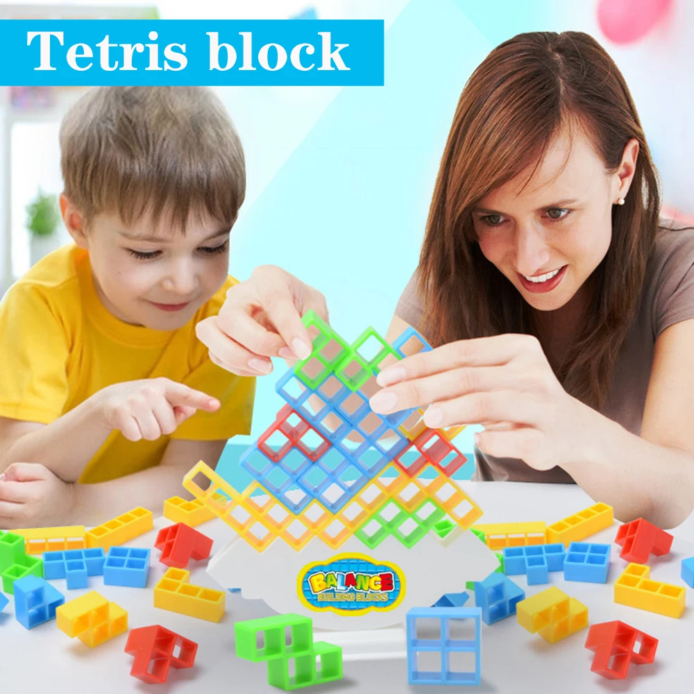 Tetra Tower Game Stacking Blocks Stack Building Blocks Balance Puzzle Board Assembly Bricks Educational Toys For Children Adults