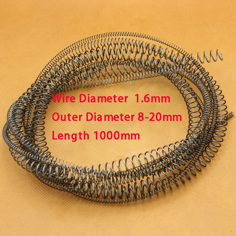 2Pcs 1Meter Long Compression Springs Wire Diameter 1.6mm Outer Diameter 8-20mm Length 1000mm Y-shaped Pressure Springs