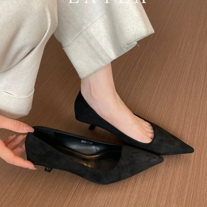 

Luxury Black Pumps Shoes Women Heeled Woman Medium Heel Stiletto Heels High Sandal Party Office Elegant Brown Small Heel Sexy