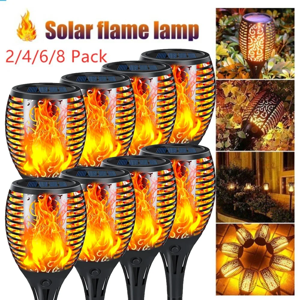 Garden Solar Lights Outdoor Flickering Flames Torch Solar Path Light Dancing Flame Lighting Dusk to Dawn Flickering Torches