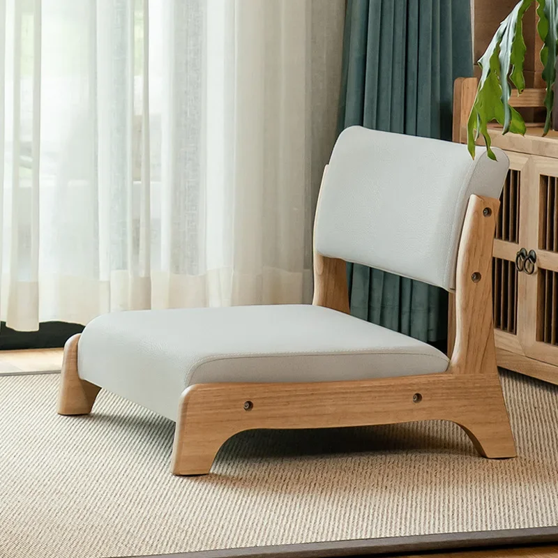 Damedai Japanese Floor Chair Wood Tatami Zaisu Legless Chair Back Support Great for Reading Meditating Living Room Balcony