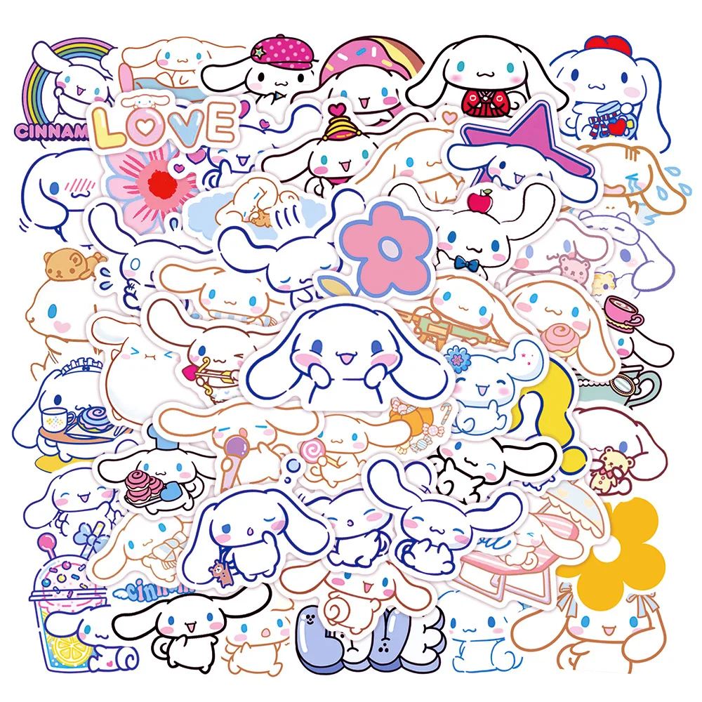 50Pcs/Set Kawaii Sanrio Stickers Anime Cartoon Hello Kitty Kuromi My Melody Diy Material Waterproof Graffiti Stationery Sticker