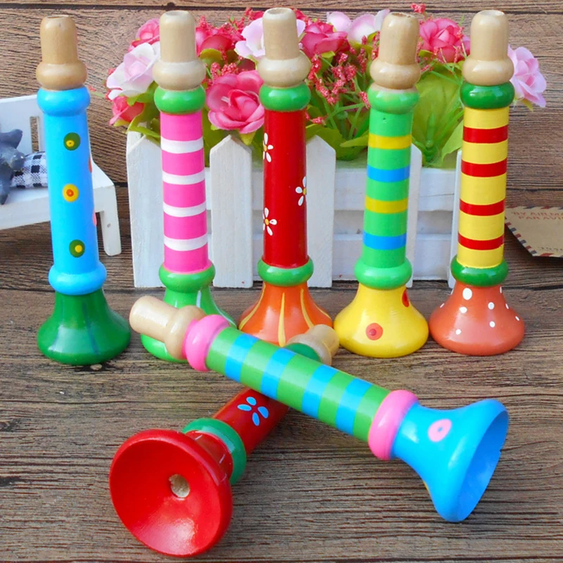 Wooden Trumpet Children Toy Horn Whistle Musical Instrument For Kids Early Educational Montessori Toys Sound Training Games