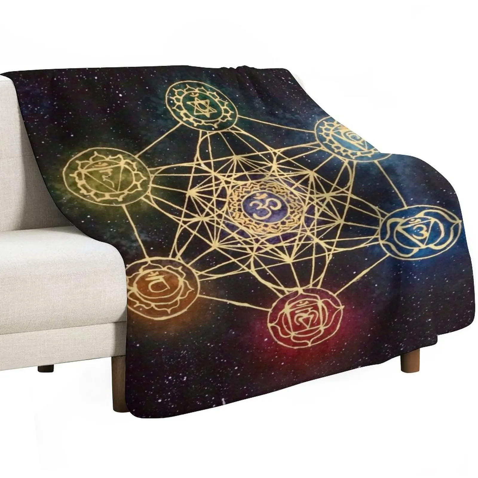 Sacred Geometry - Metatron's Cube with Chakras Throw Blanket christmas decoration Single Soft Big Sofa sofa bed Blankets