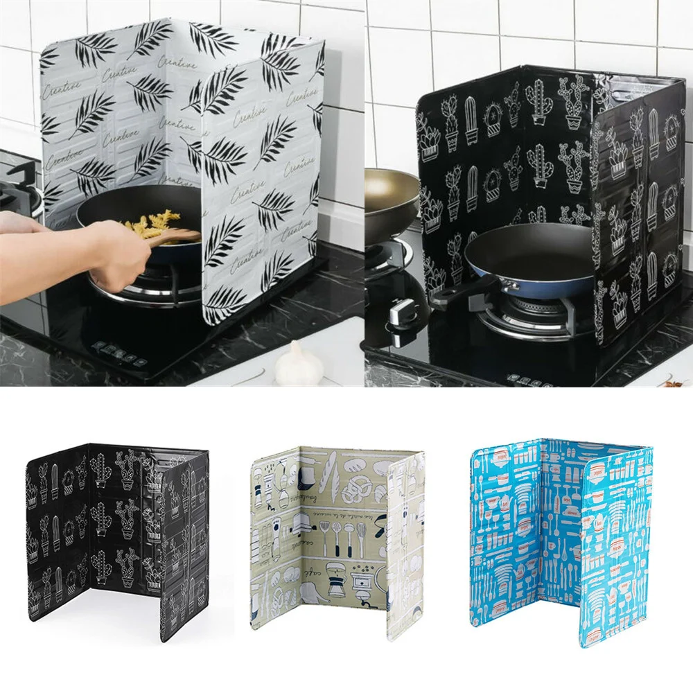 

Folding Aluminum Foil Oil Baffle for Gas Stove, Heat Insulation Board, Household Cooking, Anti-Oil Splash, Kitchen