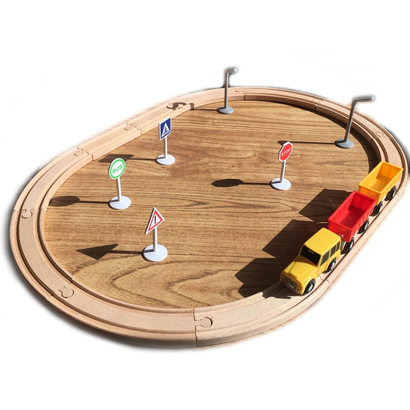 Railway Station Train Rail Runway Groove Basic Combination Package Toy Child To Build Fun In The Family Fit Wooden Track Pd76