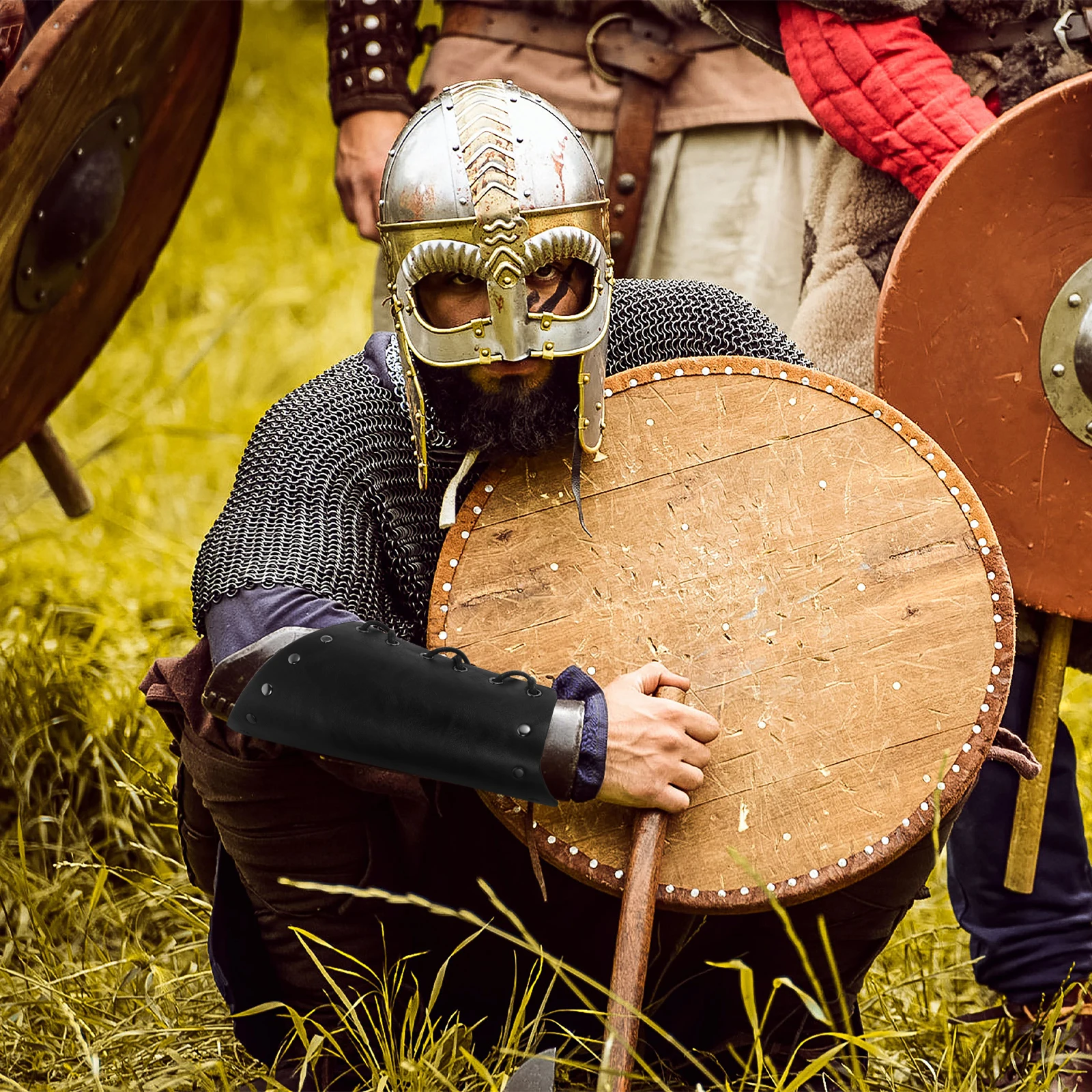 2-teiliges mittelalterliches Armschienen-Armband, Ritter-Kostüm für Damen, schwarzer Schulter-Armschutz