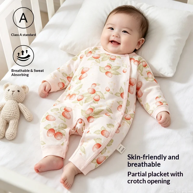 Thickened Long-Sleeved Cotton Baby Costume, 4-Quarter-Length Dress, Gown, Clothing for Babies