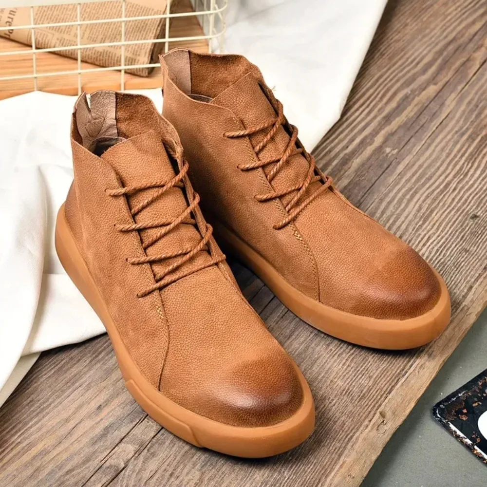 Men's Boots English Style Leather Shoes Men's Ankle Boots  Autumn and Winter High Top Men's Shoes Retro Fashion Casual Boots