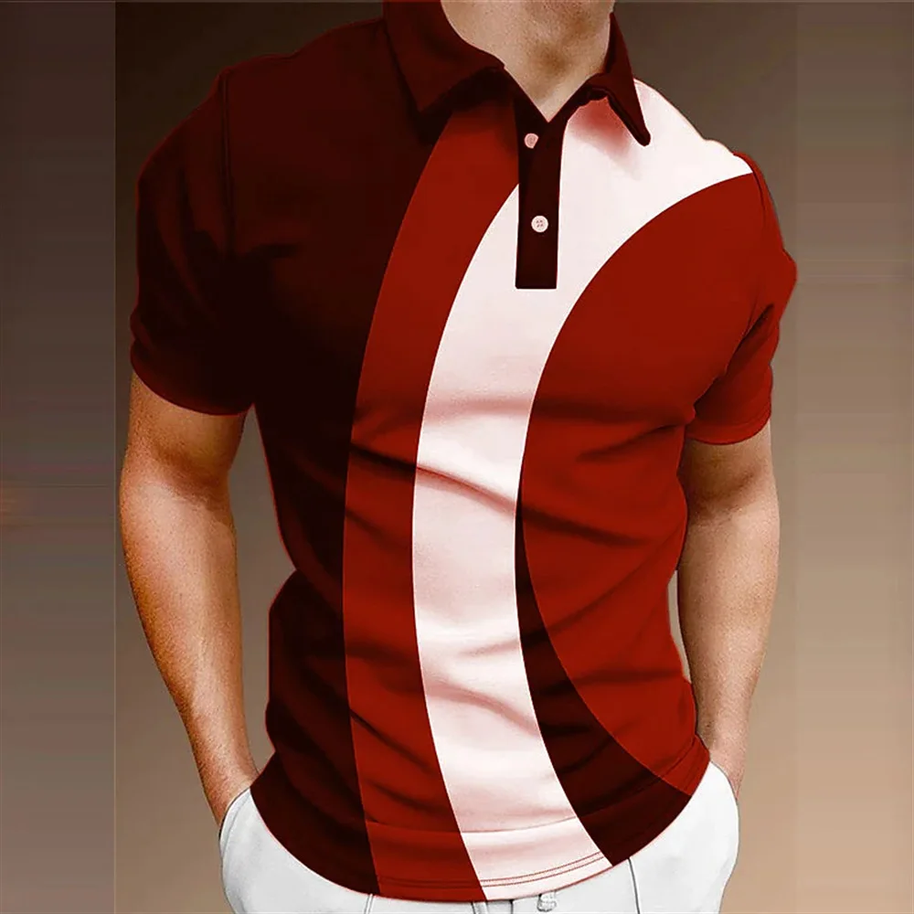 Men's Streetwear Striped Polos T-Shirts Summer Short Sleeve 3D Printing Fashion Simple POLO Tee 6XL Plus Size Casual Tops - Image 4