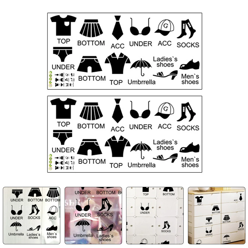 

2 set 2 Sets Self-Adhesive Clothing Sort Sticker Wardrobe Organization Label Home Storage Decal Removable Dresser Clothes