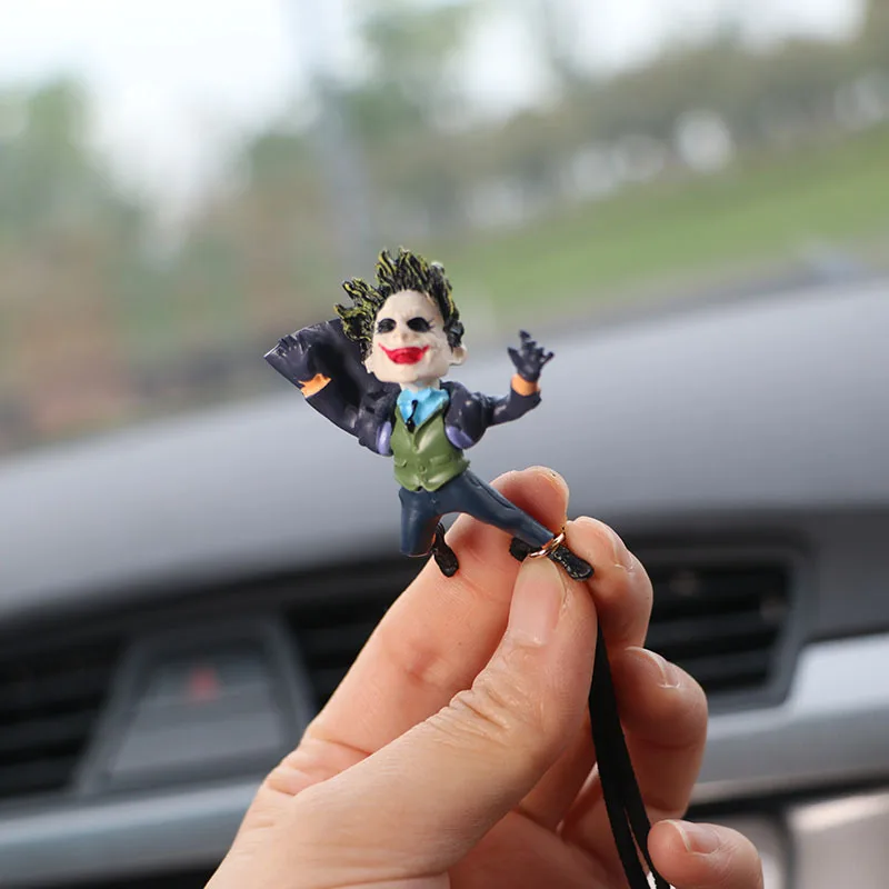 Car Interior Ornaments Accessories Hot Toys Action Figure The Movie Batman Joker Auto Rearview Mirror Hanging Pendant Decoration