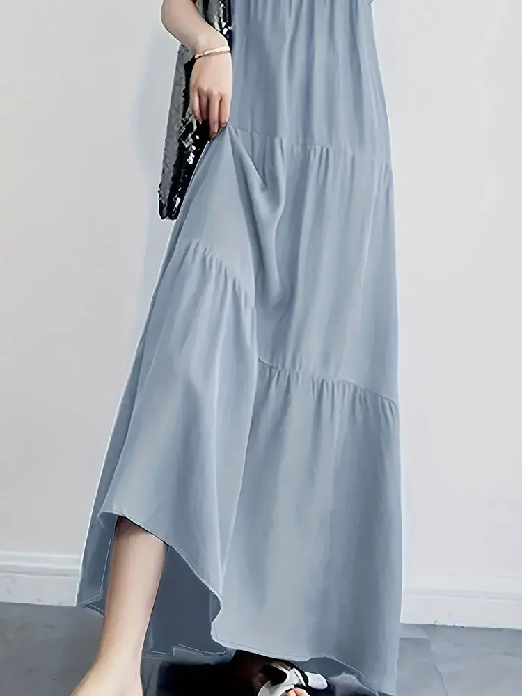 Übergroßes gewebtes Damenkleid, lässig, Bohemian-Stil, Maxi-Sommer-A-Linie, langes Kleid mit Taschen, Kleidung in voller Länge