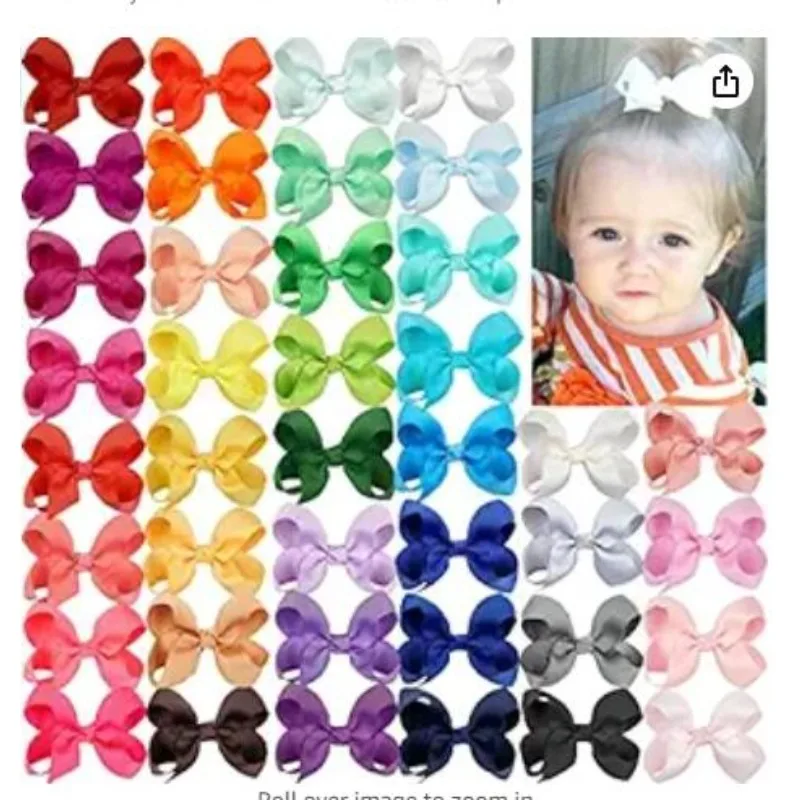 20 Pieces 3 Inch Hair Bows for Girls Clips Grosgrain Ribbon Boutique Hair Bow Alligator Clips For Girls Teens Toddlers Kids