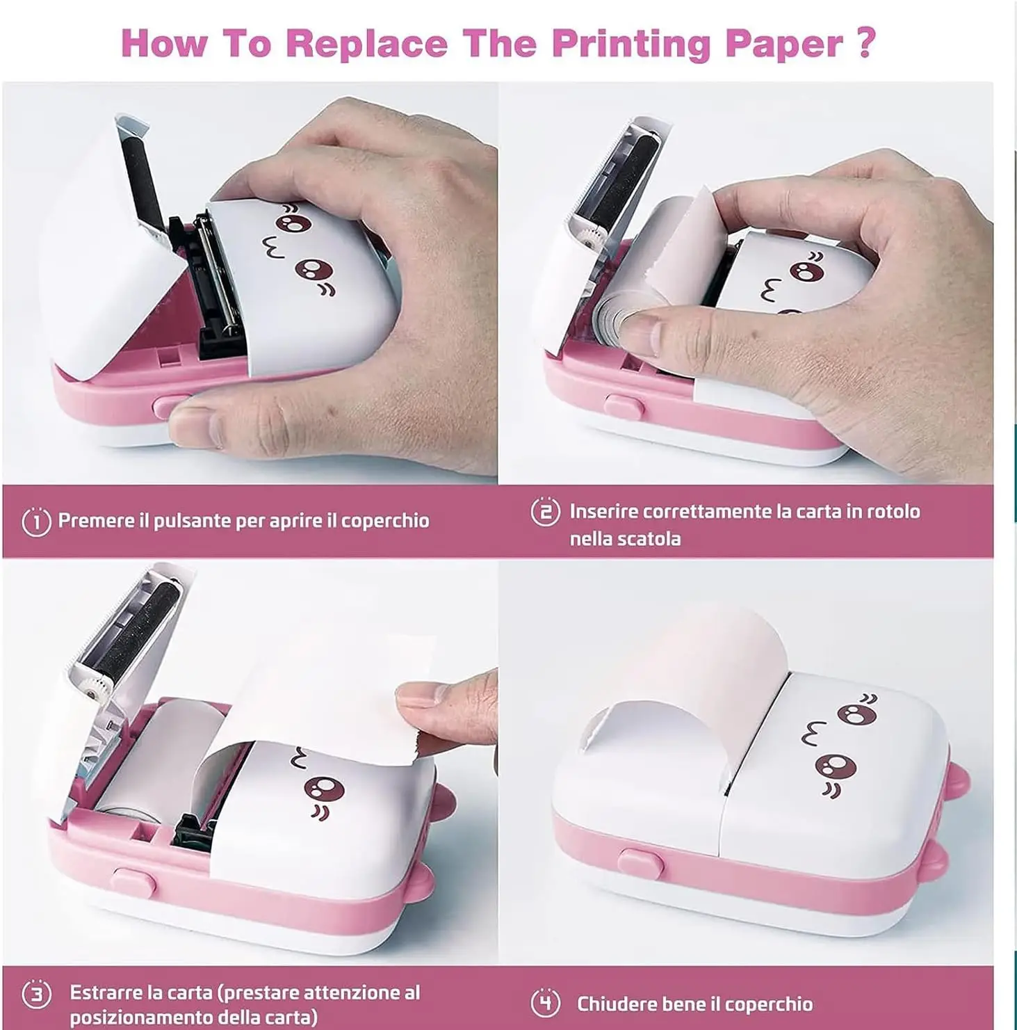 Mini HD Portable Label Thermal Printer Endurance Bluetooth Printer for Student Error Title Note Wrong Pocket Inkless Printing