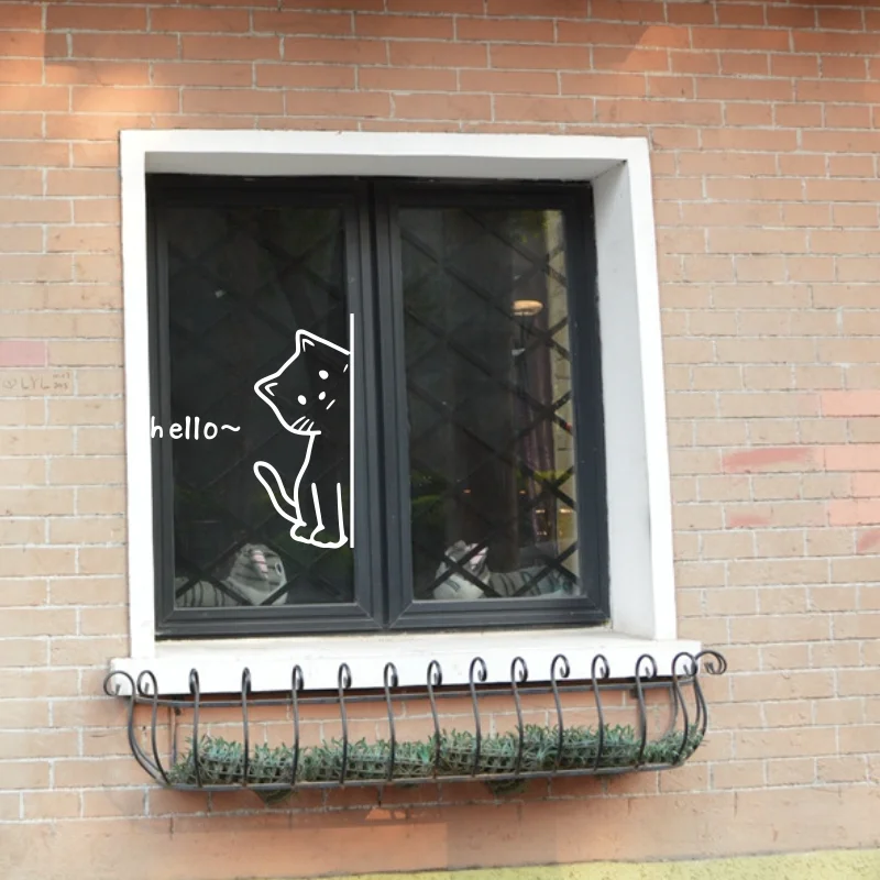 Kawaii cartoon cat black cat wall /glass/door sticker home decoration accessories cartoon bedroom mirror sticker #73