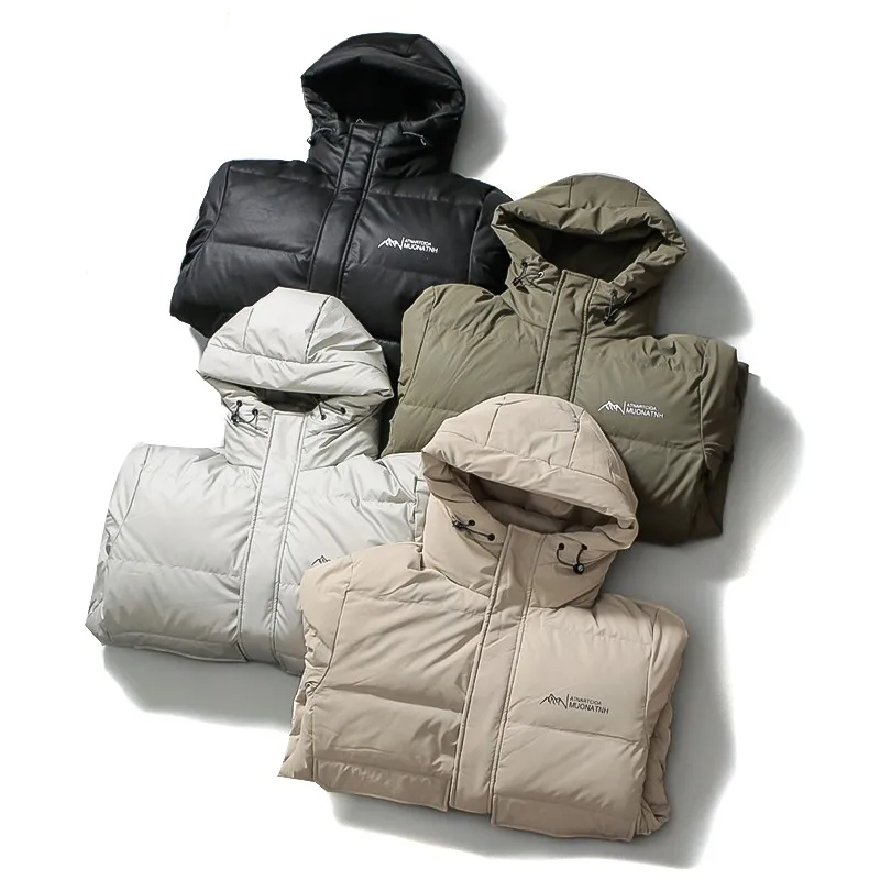 

Outdoor Youth down Jaet Hooded Long Sve Breathable Comfortable Windproof Du down Coat for Winter Regular Fit Sle