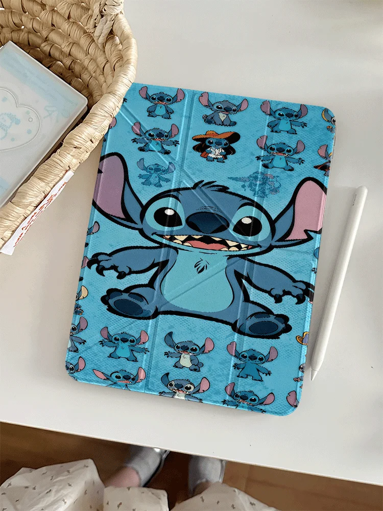 

Adorable Stitch Tablet Case with Pen Slot For iPad Pro 11/12.9/13in 2018-2025 Air/Pro 11/13in 2024-2026 M3 M4 Shockproof Cover