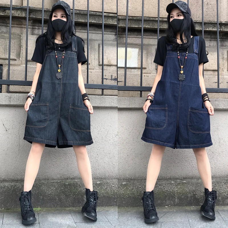 

Тонкие джинсовые комбинезоны с высокой талией, свободные широкие брюки, Новое поступление лета, европейские корейские комбинезоны свободного покроя