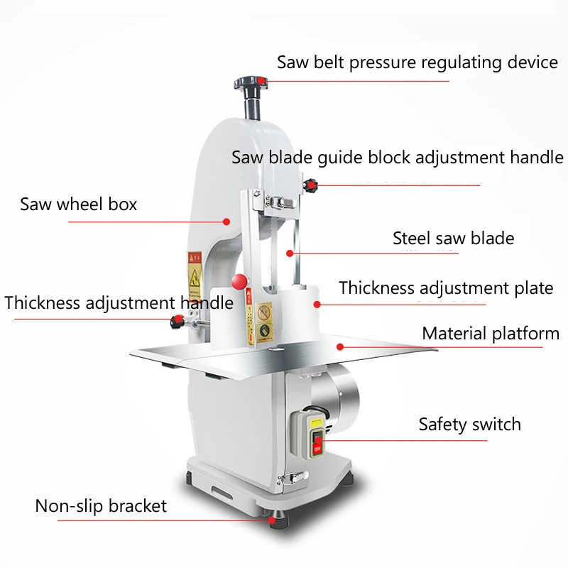 Stainless Steel Commercial Meat Bone Band Saw Cutting Machine Electric Ze Meat Fish Cutter