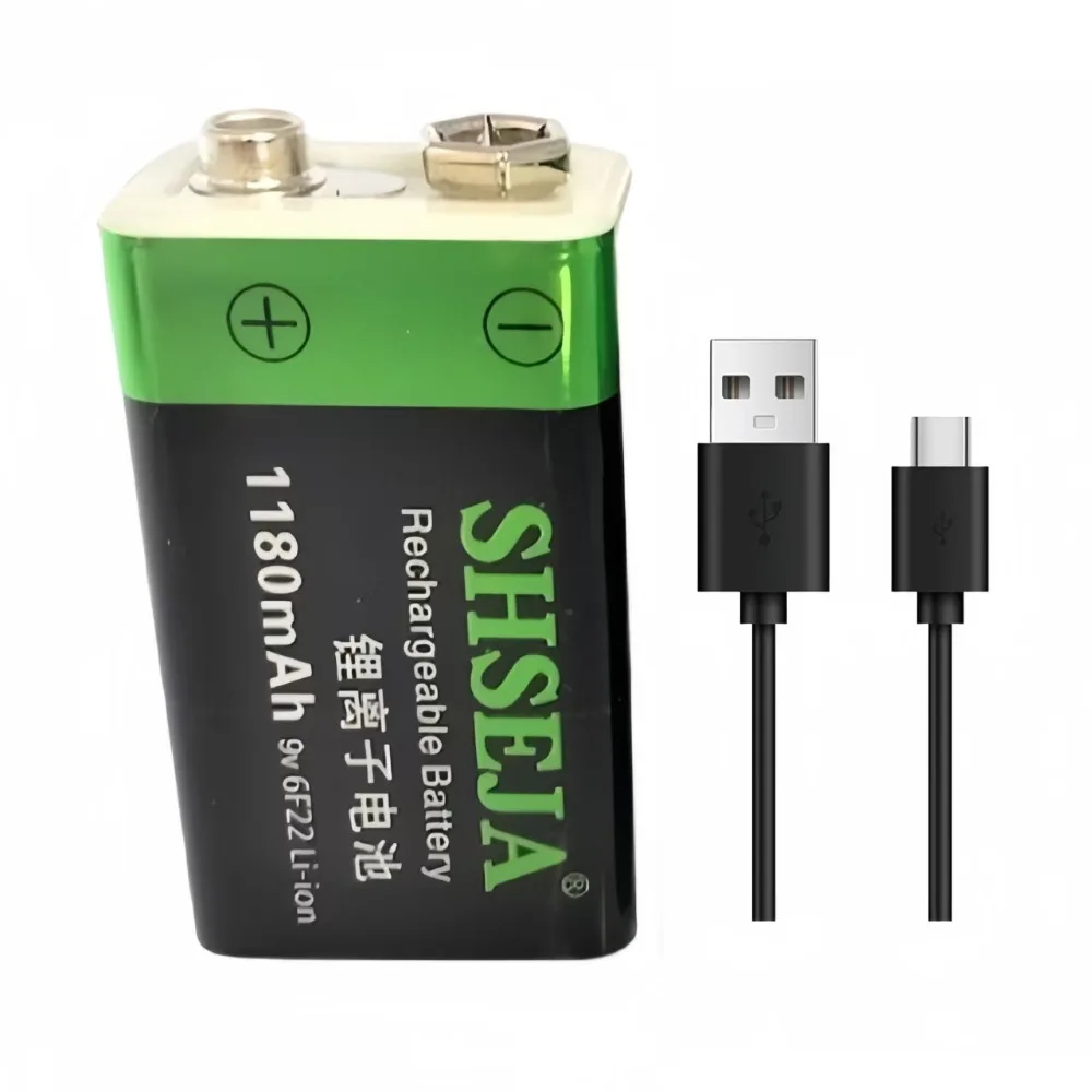 

1pcs/lot 9V rechargeable battery 1180mAh 6F22 USB lithium-ion battery vacuum cleaner toy flashlight microphone battery