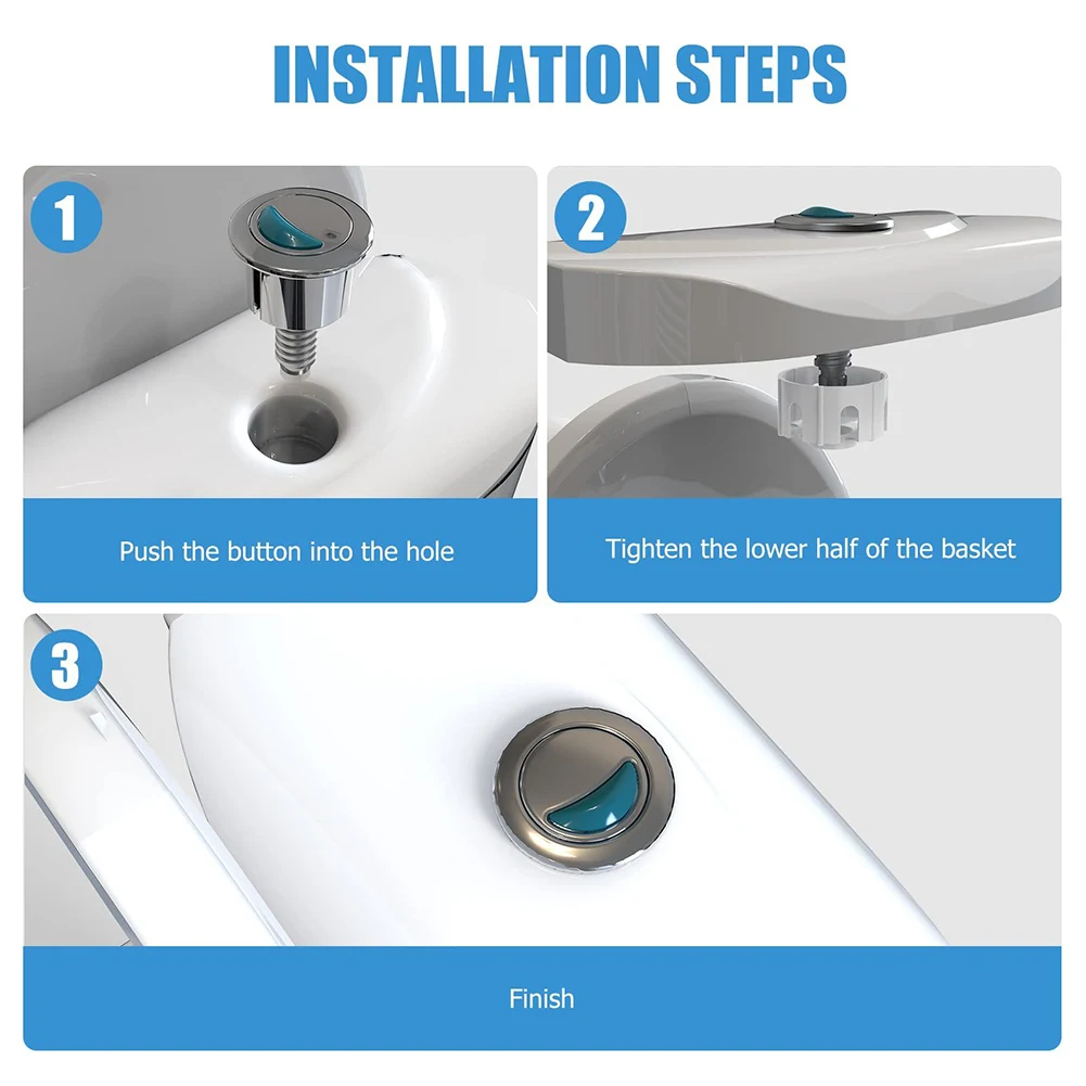 Botón pulsador de inodoro de doble descarga, ahorro de agua, redondo, interruptor Dual para tanque de cisterna, varilla de ahorro de agua para Baño