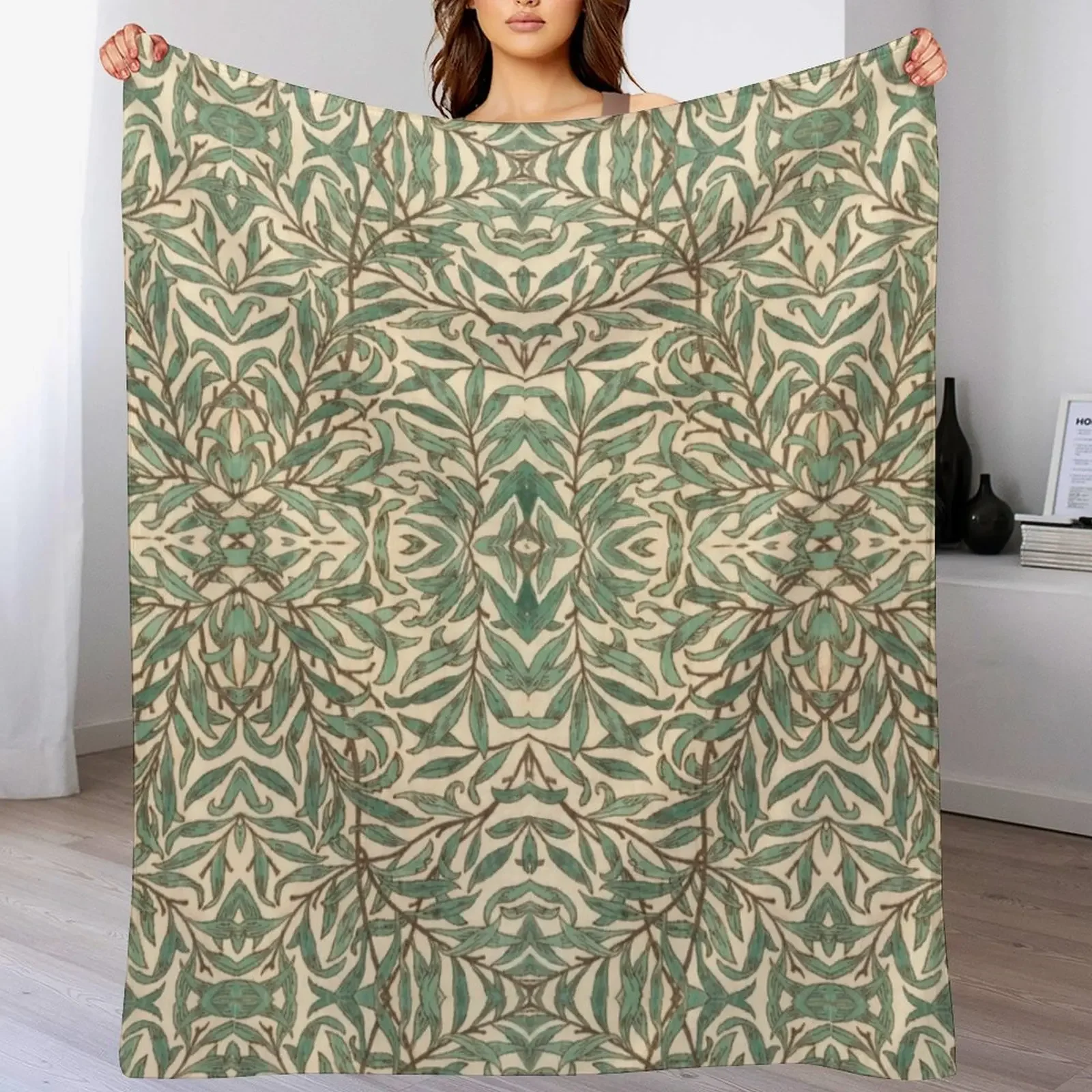 

William Morris Willow Bough wood Watercolor pattern Throw Blanket Flannel Fabric Luxury Brand halloween Furry Blankets