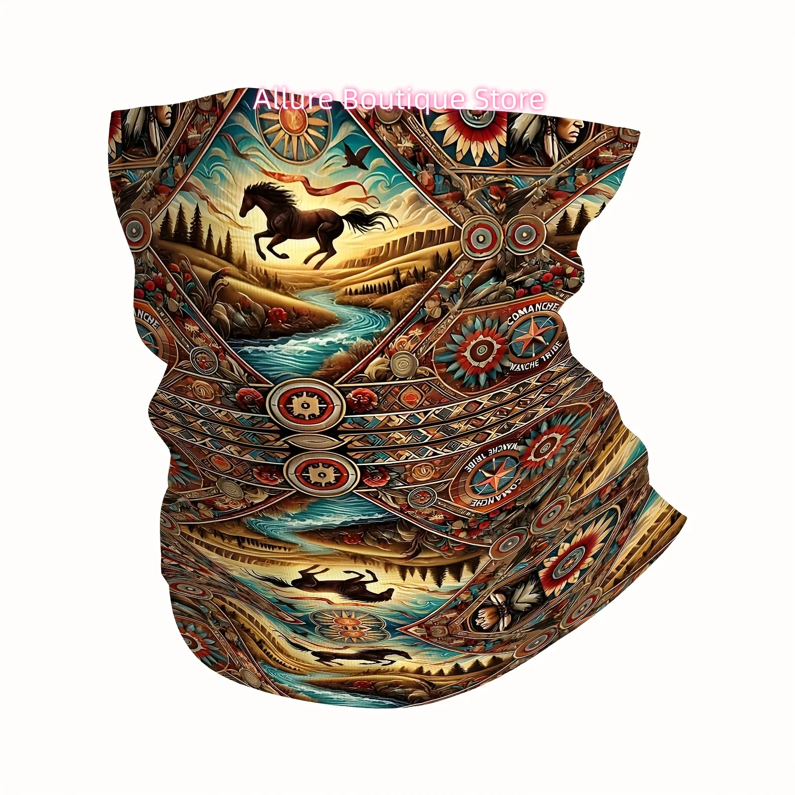 Western, Horse, Patterned Textile Multi Functional Print Scarf Men Women Unsix Mask Neck Mask Holiday Events Gifts for Friends a