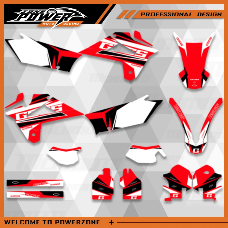 

Powerzone Motorcycle Graphics Decals Stickers Kits Background Custom for GASGAS EC 2007 2008 2009 Number Name Customize