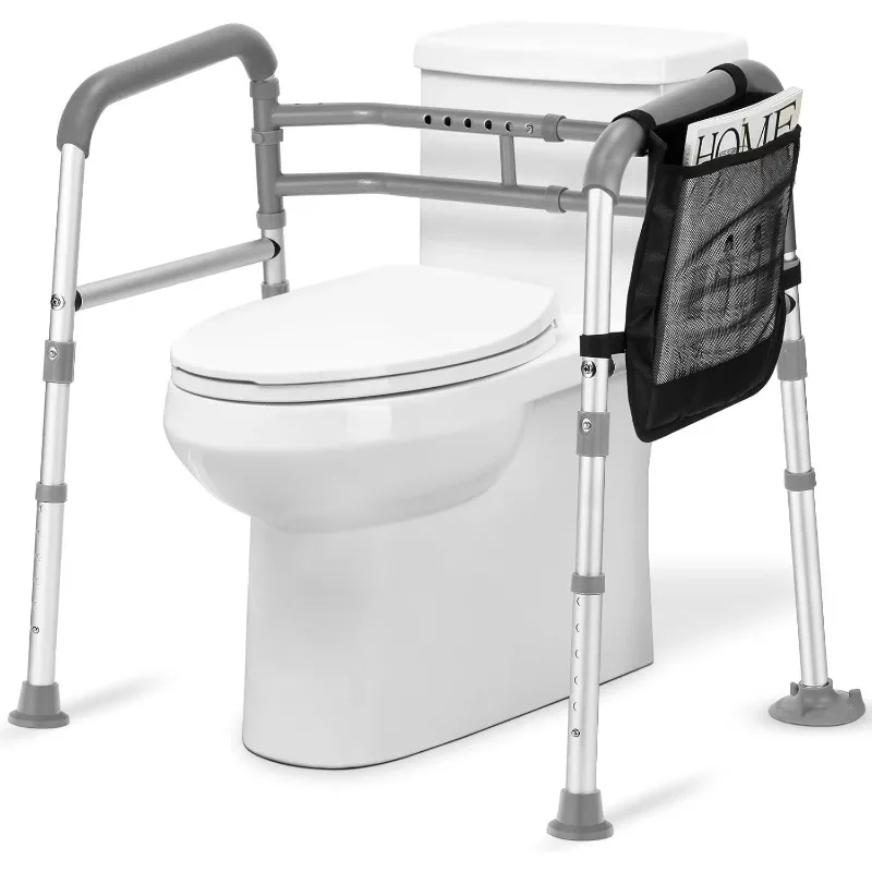 Bathroom toilet hand rail old people easy safty aluminum frame elderly stand alone toilet safety frame