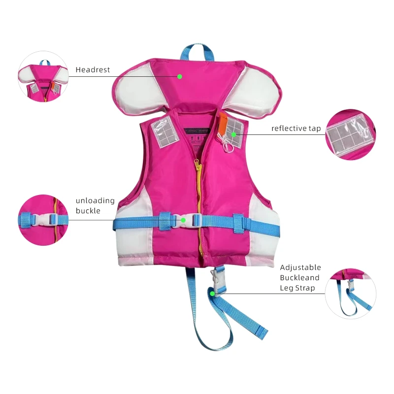 Kids Swim Fishing Vest Child Life Jacket Boys Girls Swimsuit Buoyancy Swimwear15-35kg Buoyancy 50N Swim Trainer with Neck Pillow