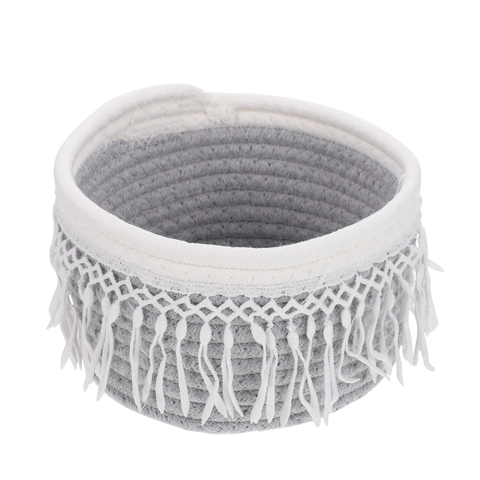 1 قطعة سلة تخزين منسوجة من حبل القطن مظهر جميل تصميم خفيف الوزن منظم تخزين منزلي لتزيين سطح المكتب و #2