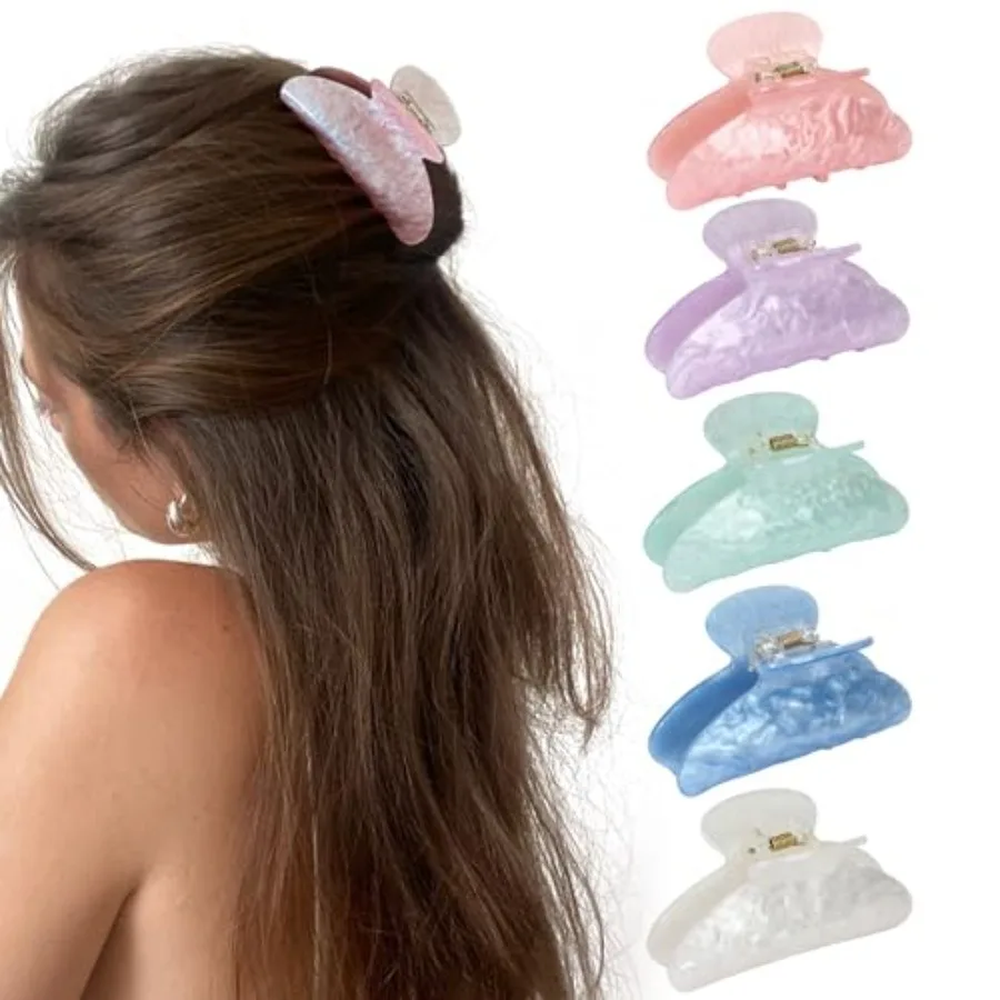 5Pcs Hair Claw Clips Medium Hair Clips for Thick/Thin Hair Strong Hold Non-slip Hair Jaw Clamp Styling Hair Accessories for Wom