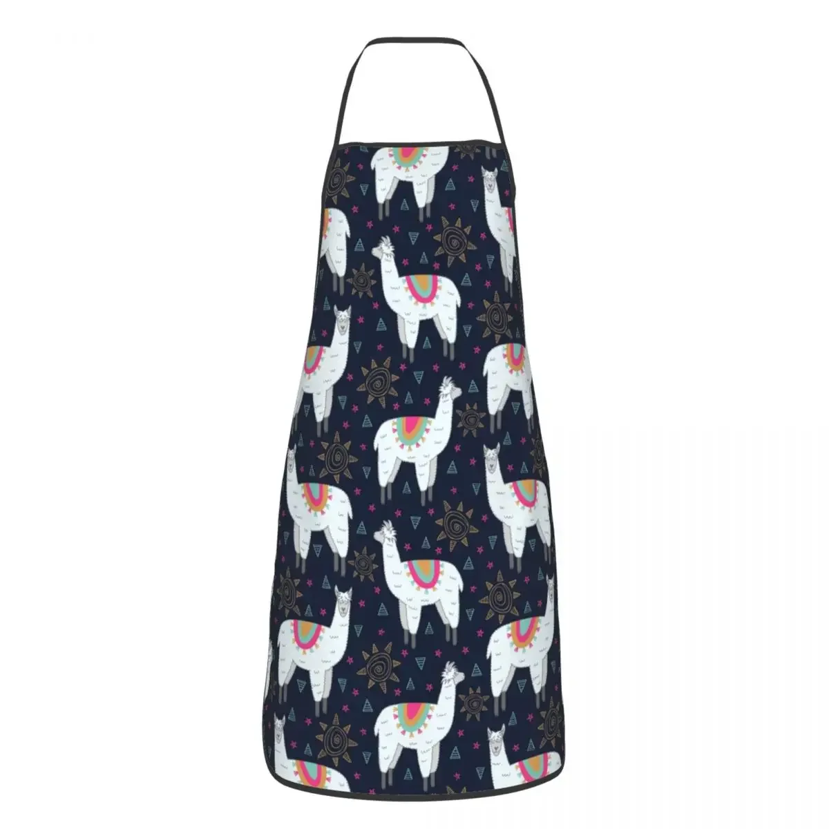 Llama Love Cartoon Pattern Bib Aprons Women Men Unisex Kitchen Chef Animal Alpaca Tablier Cuisine for Cooking Baking Painting