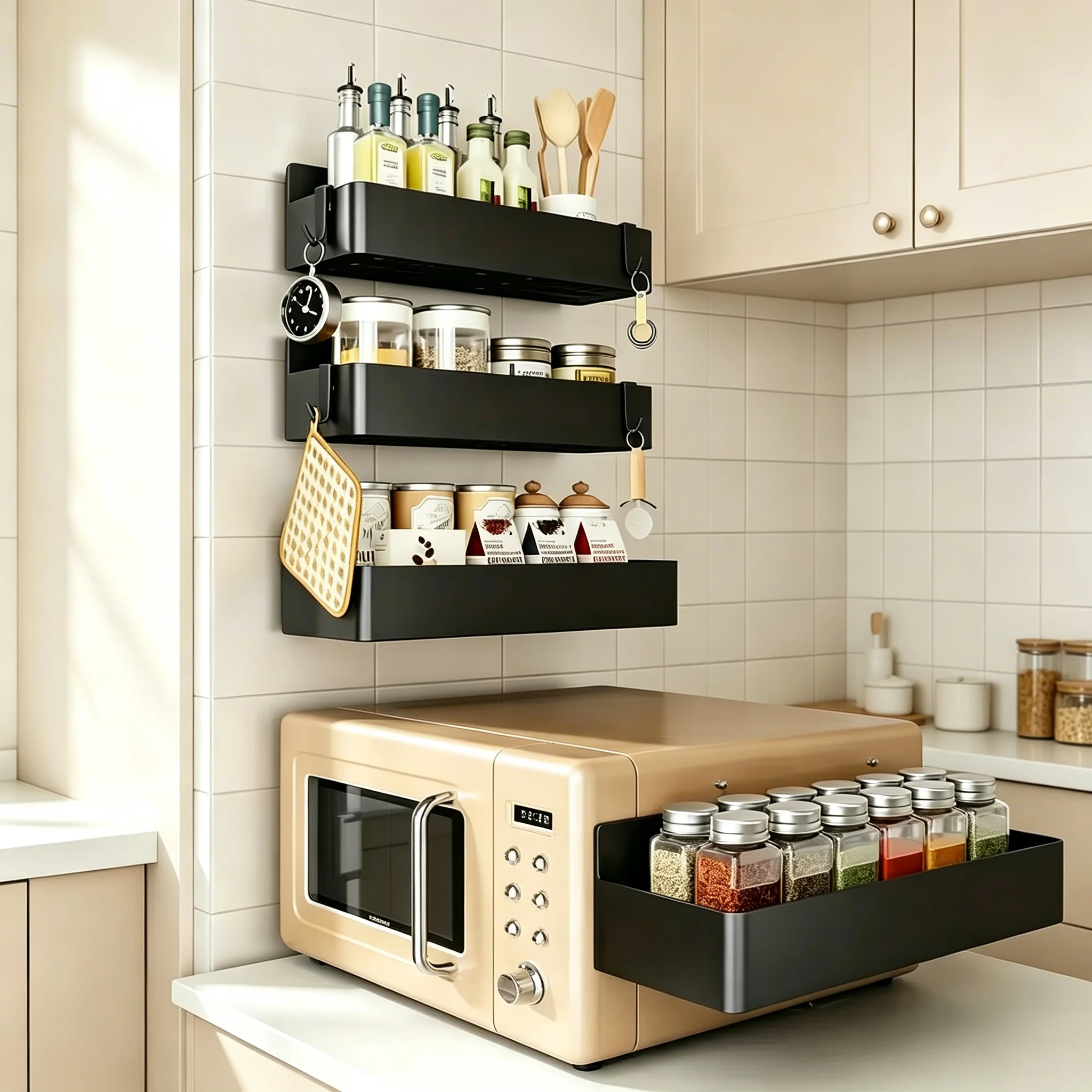 2-delige zwarte magnetische kr - Food Storage Rack For Kitchen recensie en prijs