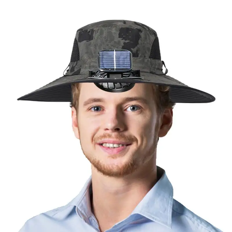 

Solar Fan Hat Rechargeable Sun Hat With Solar Fan Lightweight Wide Brim Fishing Hat For Men Outdoor Sunshade For Summer Hiking